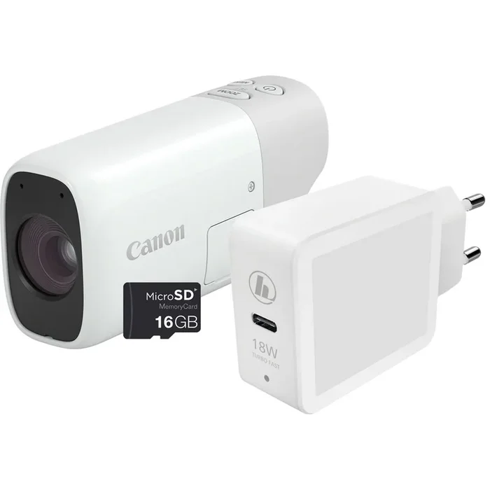 Canon PowerShot Zoom WH Essential Kit digitales Monokular mit Aufnahmefunktion weiß