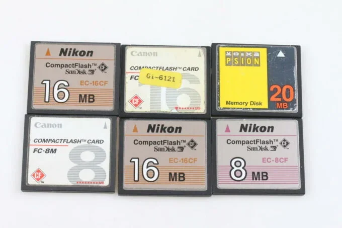 CF Speicherkarten 8 bis 20 MB – 6 Stück