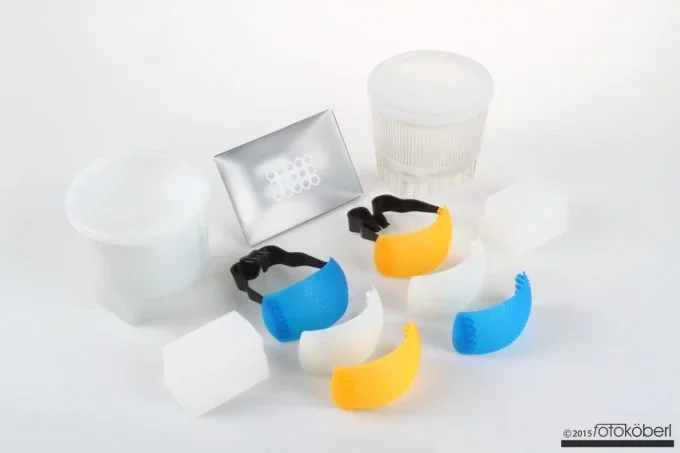 Diffusor und Farbfilter – Set, passend für verschiedene Blitzgeräte