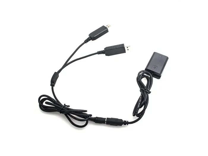 Dummy-Akku Sony NP-FW50 mit Dual-USB-Anschluss