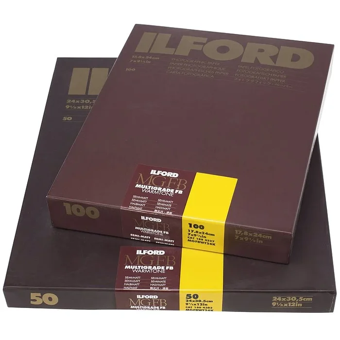 ILFORD Multigrade FB Warmtone 24K – Halbmatt (Baryt) 40,6×50,8 CM (16×20 INCH) / 10 Blatt – Gradation: Variabel