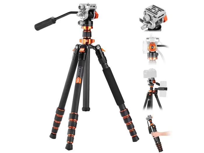 KF Concept Carbon Video Stativ Omni O255C4 mit Fluid-Neiger FH-03 KF09.158