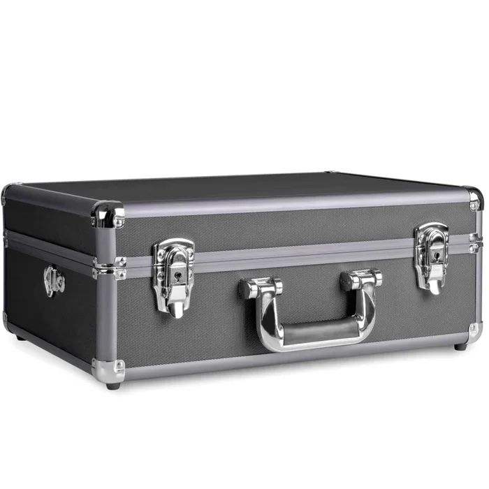 Mantona Foto-Koffer Basic M, schwarz/metallic