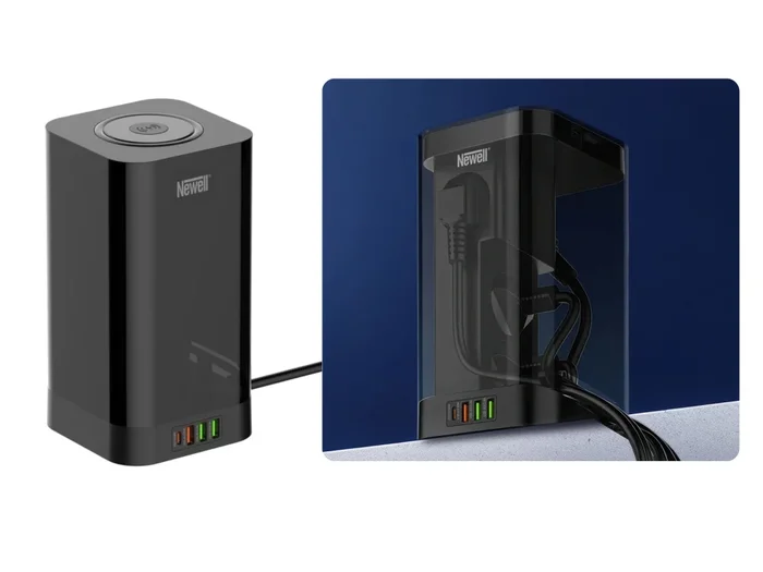 Newell GaN Power Cube 8v1 s bezdrátovou nabíječkou Schovejte nepotřebné kabely do sítě