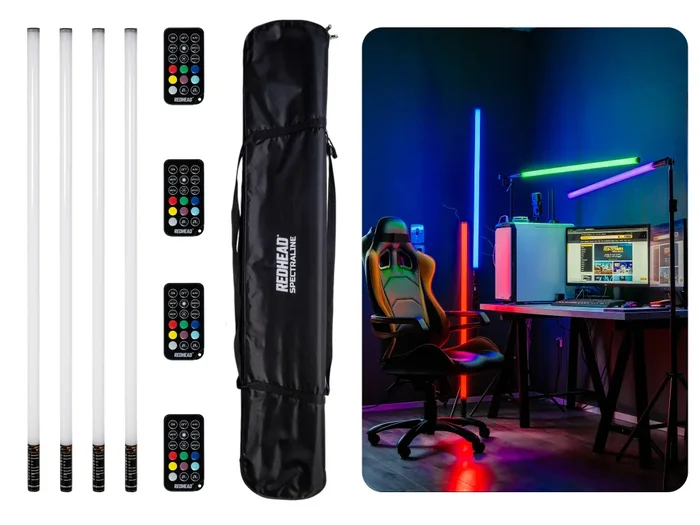 Redhead Spectraline Set, 4 Stk. – RGB LED Röhrenleuchten für Video und Fotografie