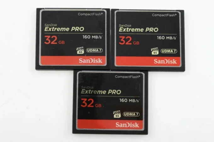 Sandisk CF Karten 160MB/s 32GB – 3 Stück