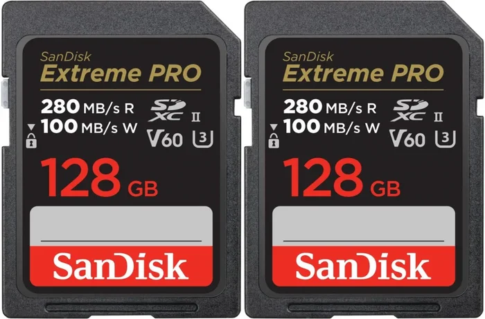 SanDisk SDXC Extreme Pro 128GB 280MB/s V60 UHS II 2er-Pack