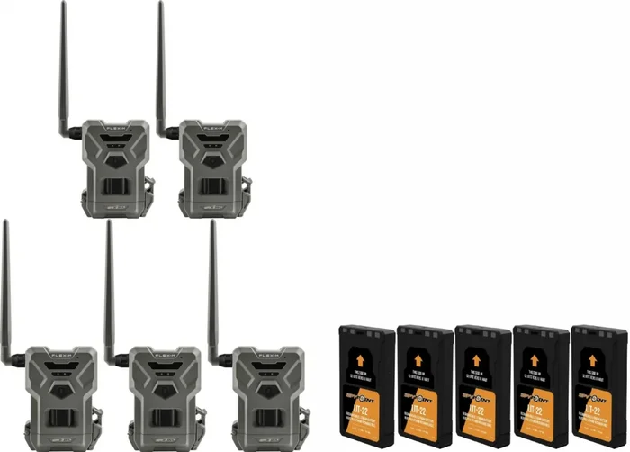 SPYPOINT FLEX-M Wildkamera 5er Pack + 5 LIT22 Akkus