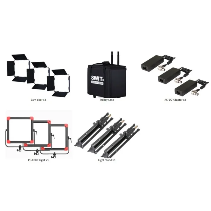 SWIT PL-E60P 60W SMD Panel LED Leuchte 3er-Kit
