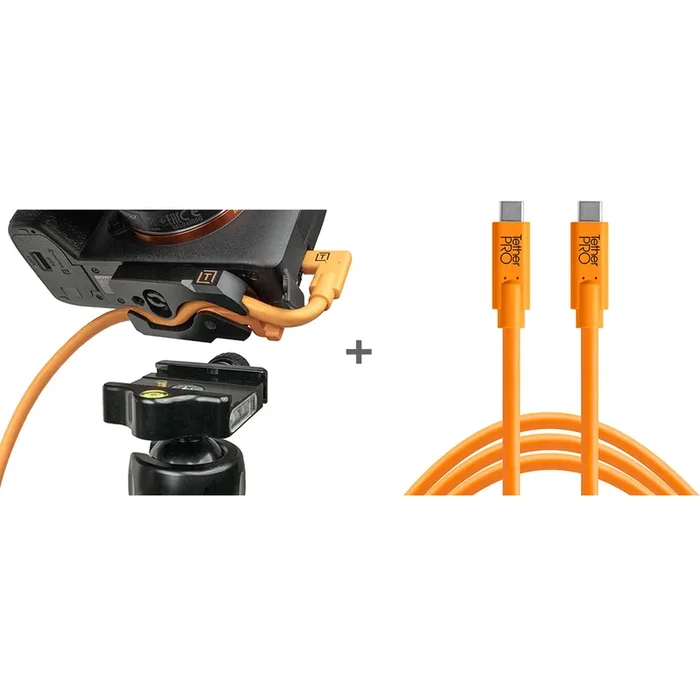 Tether Tools TetherGuard LeverLock & Cable Kit USB-C auf USB-C, 4,6 m, gerade, Orange