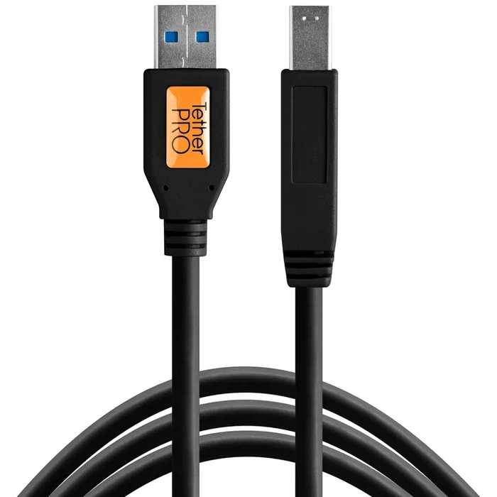 Tether Tools TetherPro USB-Datenkabel USB 3.0 Typ A an USB 3.0 Typ B – 4,6 m, gerade (Schwarz)