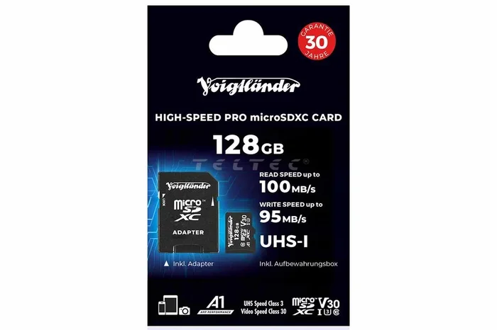 Voigtländer 128GB microSDXC Prof. High- Speed UHS-I, Cl10, U3, V30 (100/95 MB/s)